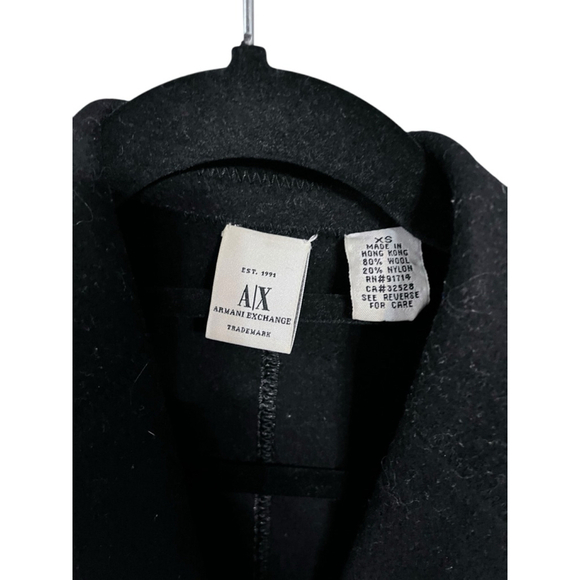 Armani Exchange Wool Black Button Coat Size XS Designer Women's Pockets Coat - Picture 2 of 7